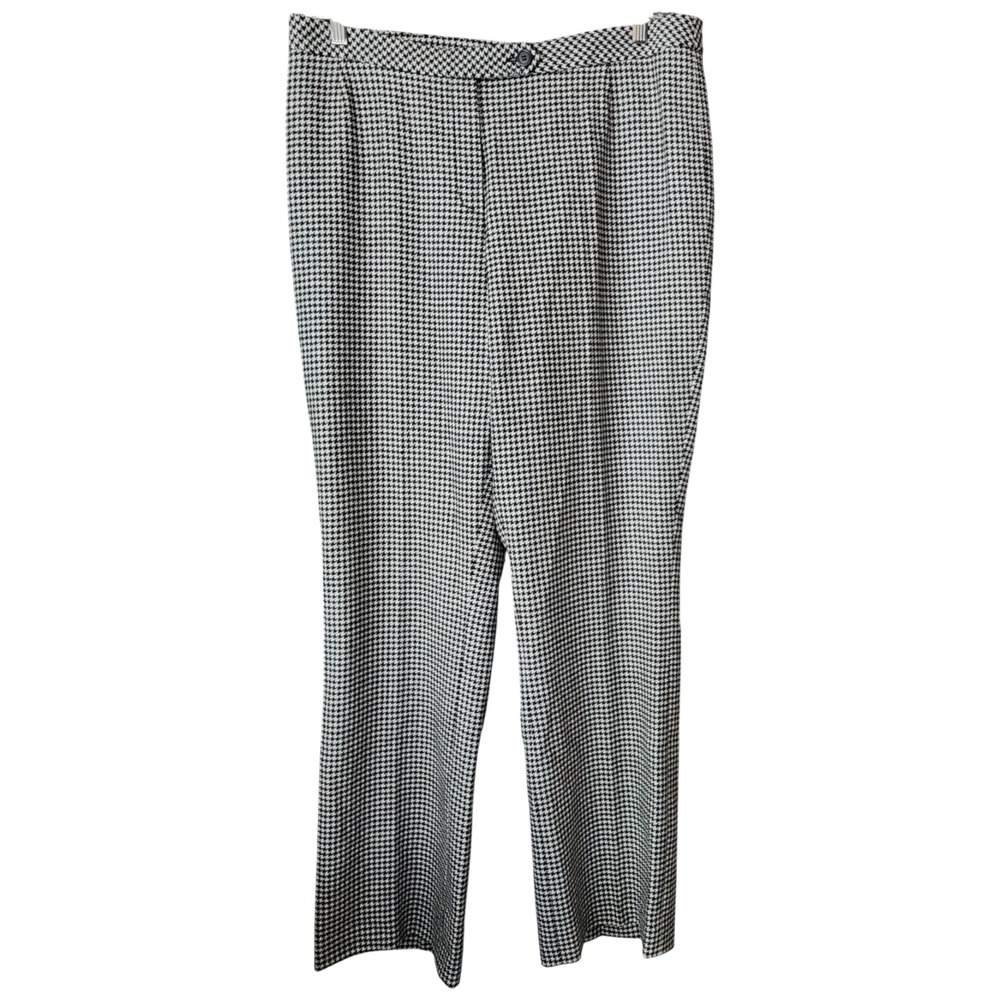 AKRIS Punto Wool Dress Pants Womens 14 Houndstooth Plaid‎ Trouser Career 36x31"